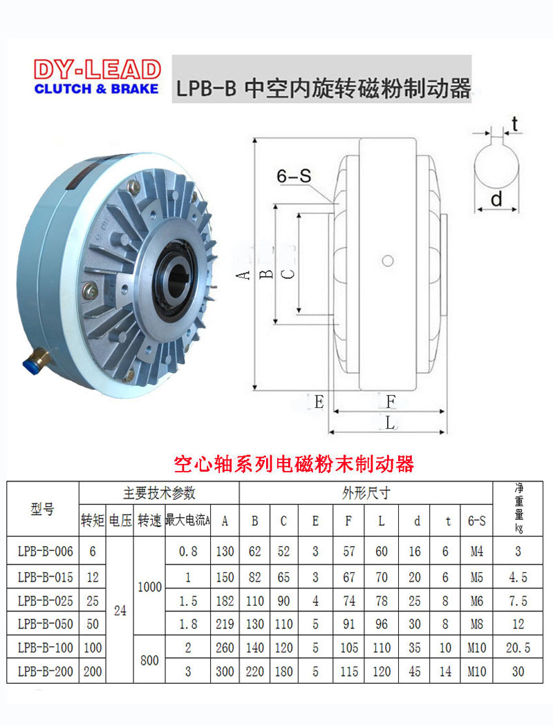 LPB-B空心轴磁粉制动器