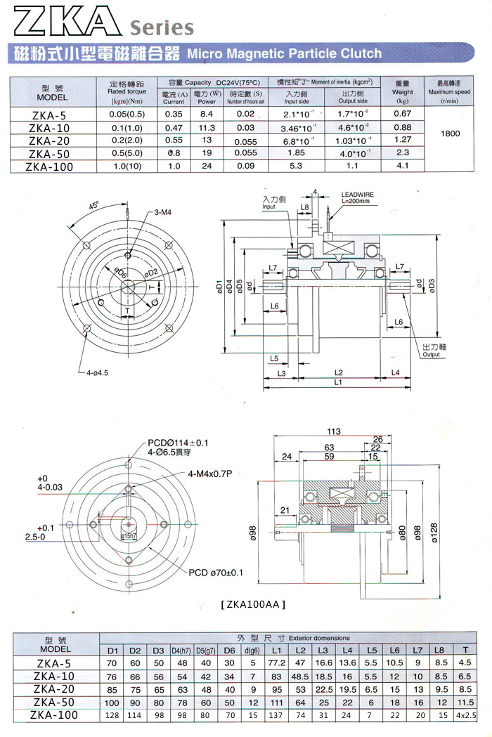 ZKA微小型磁粉离合器